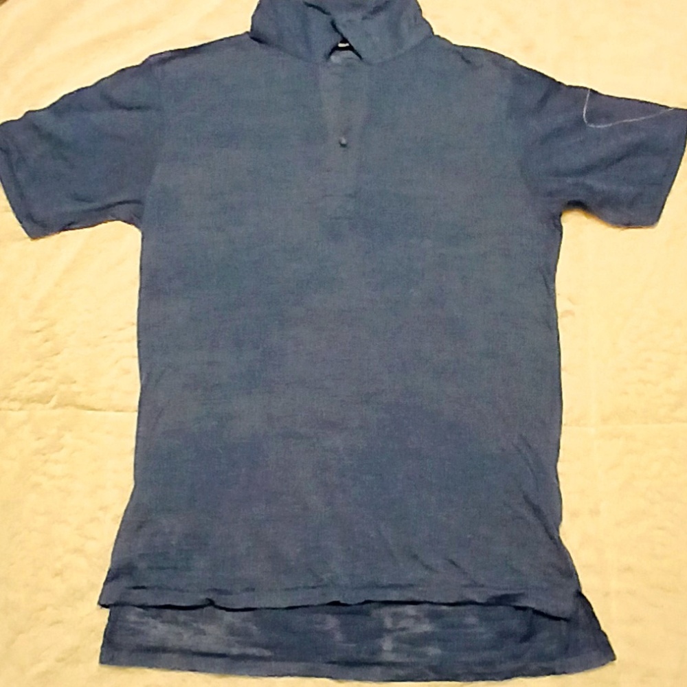 Alternative Apparel Premium Polo Shirt Men S Burned Out Light Blue Lightweight